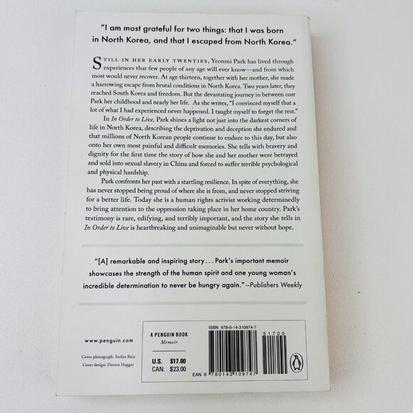 In Order To Live: A North Korean Girl's Journey to Freedom by Park Paperback - Picture 2 of 6